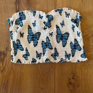 Rue21 Blue Butterfly Crop Top